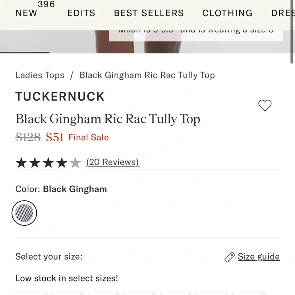 Tuckernuck Black Gingham Ric Rac Tully Top - Picture 2 of 5